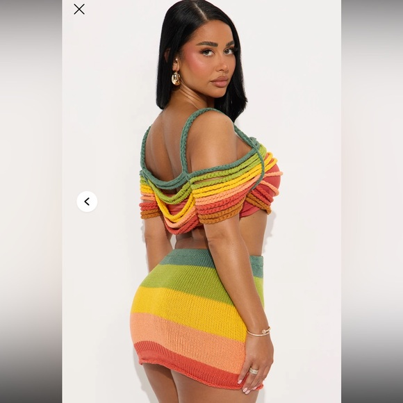 Rainbow Crotchet Off Shoulder Skirt Set🌈 - Picture 5 of 7